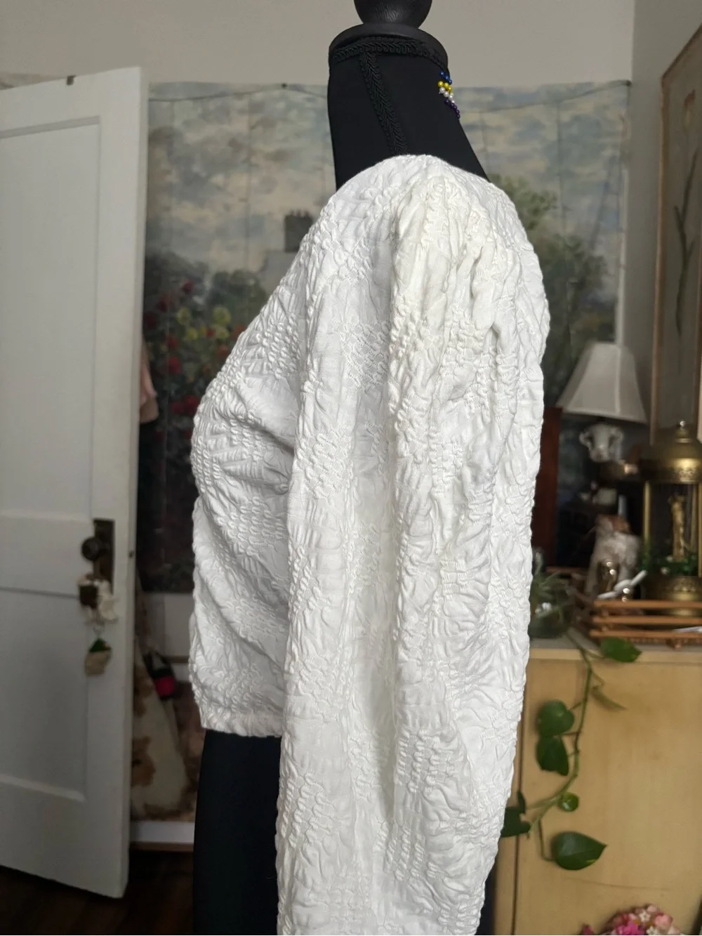 Zara White Ruched V-Neck Long Sleeve Top